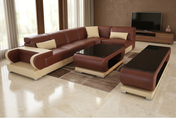 Leder Eck Sofa Couch Garnitur Sofas Couchen Polster Wohnlandschaft