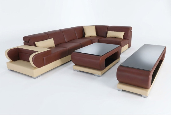 Leder Eck Sofa Couch Garnitur Sofas Couchen Polster Wohnlandschaft