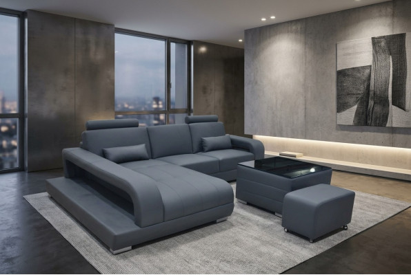 XXL Couch Ecksofa Leder Wohnlandschaft Garnitur Design Modern Sofa L-Form F3017C