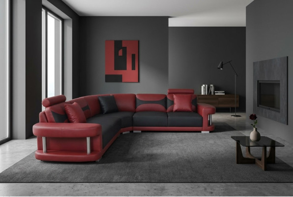 Leder Modern XXL Couch Wohnlandschaft Ledersofa Sofagarnitur Sofa L-Form F3001B