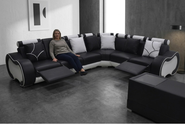Ecke Leder Modern XXL Couch Wohnlandschaft Ledersofa Sofa L-Form C4030