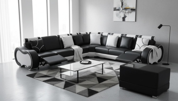 Ecke Leder Modern XXL Couch Wohnlandschaft Ledersofa Sofa L-Form C4030