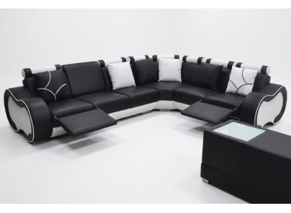 Ecke Leder Modern XXL Couch Wohnlandschaft Ledersofa Sofa L-Form C4030