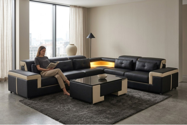 Ecke Leder Modern XXL Couch Wohnlandschaft Couchen Sofas Sofa L Form B2021 Tisch