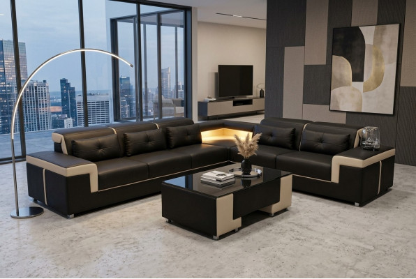 Ecke Leder Modern XXL Couch Wohnlandschaft Couchen Sofas Sofa L Form B2021 Tisch
