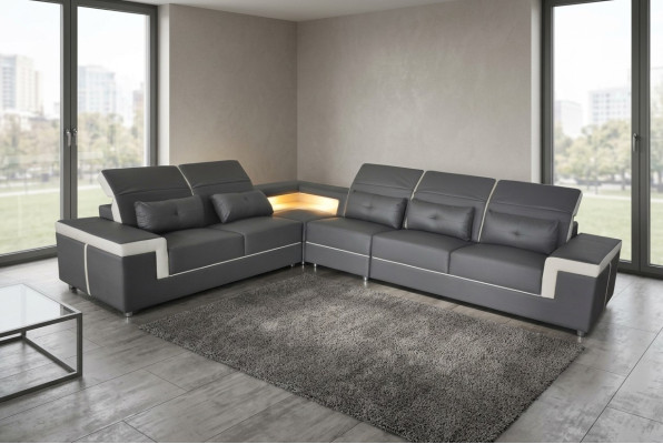 Leder Eck Sofa Couchen Wohnlandschaft Luxus Garnitur Ecke Sofas Polster Couch