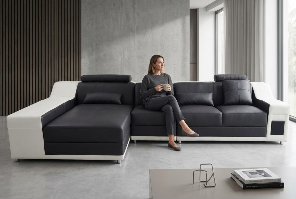 Ecke Leder Modern XXL Couch Wohnlandschaft Ledersofa Sofa L-Form B2017B