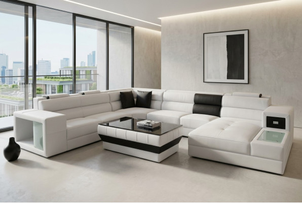 Design Polster Leder Ecke Leder Sitz Sofa Polster Eck Wohn Landschaft
