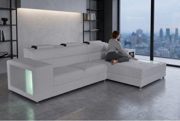 Design Sitz Leder Polster Ecke Leder Eck Landschaft Zimmer Neu Wohn