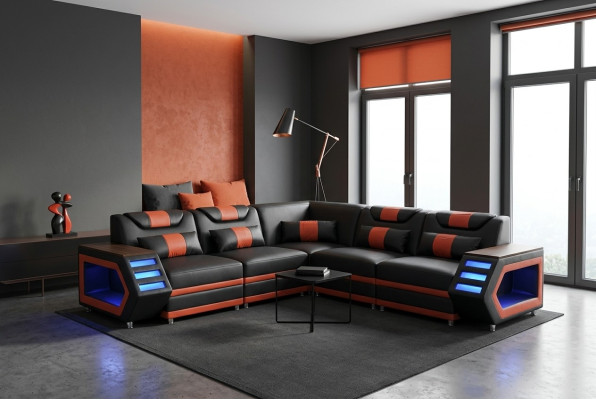 Design Leder Polster Sitz Ecke Leder Polster Eck Landschaft Zimmer Wohn