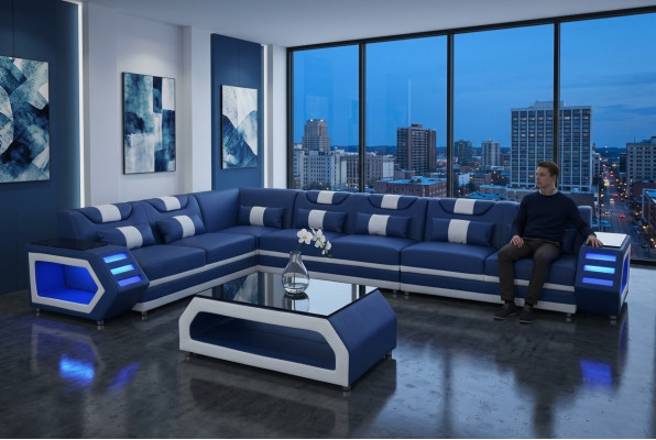 Polster Couch Eck Leder Ecke Sofa Polster Landschaft Zimmer Leder Sitz