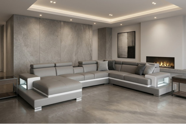 Design Leder Polster Sitz Zimmer Wohn Sofa Eck Sofas Couch Designer Garnitur XXL
