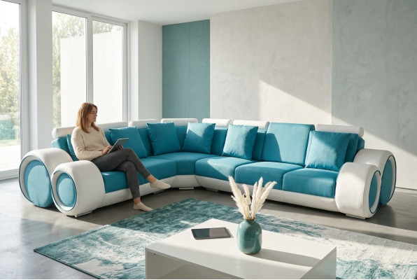 Design Leder Polster XXL Sitz Zimmer Eck Wohn Sofa Couch Designer