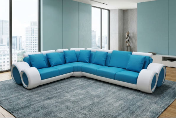 Design Leder Polster XXL Sitz Zimmer Eck Wohn Sofa Couch Designer