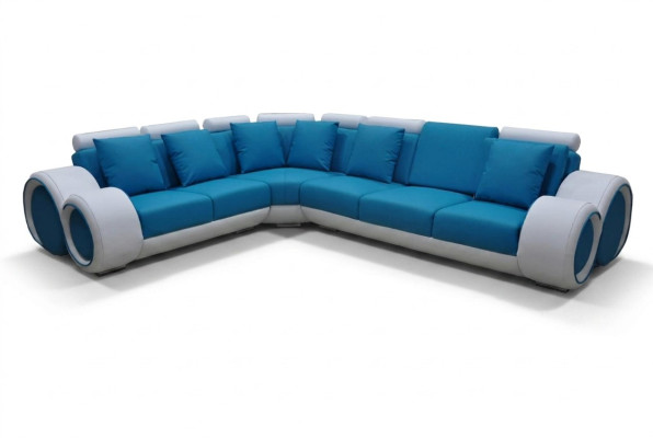 Design Leder Polster XXL Sitz Zimmer Eck Wohn Sofa Couch Designer