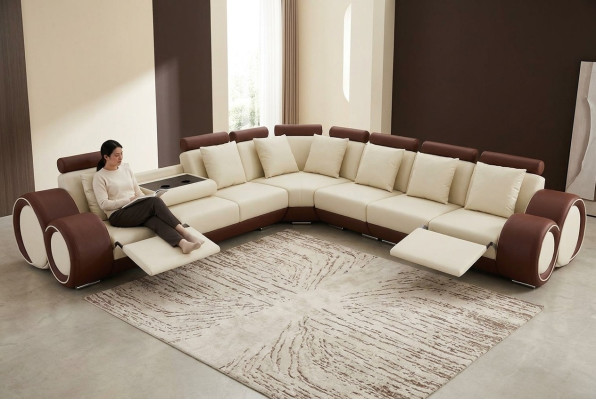 Design XXL Leder Polster Sitz Zimmer Eck Wohn Sofa Couch Designer