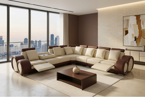 Design XXL Leder Polster Sitz Zimmer Eck Wohn Sofa Couch Designer