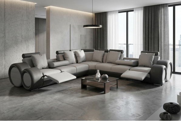 Ecke Leder Modern XXL Couch Wohnlandschaft Ledersofa Sofa L-form A1163 III