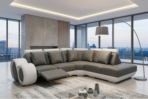 Couch Eck Sofa Leder Eck Garnitur Ecke Landschaft Polster Design Wohn