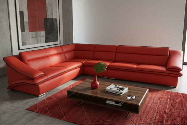 Design Leder Polster Sitz Ecke Leder Eck Landschaft Zimmer Neu Sofa