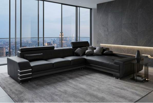 Eck Leder Sofa Couch Polster Sitz Garnitur Wohnlandschaft Design XXL