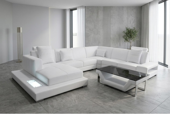 Eck Leder Sofa Couch Polster Ecke Sitz Garnitur U Form Wohnlandschaft Design