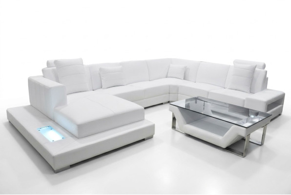 Eck Leder Sofa Couch Polster Ecke Sitz Garnitur U Form Wohnlandschaft Design