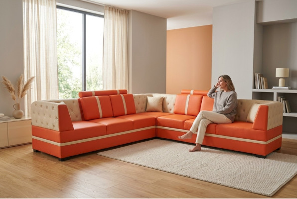 Eck Sofa Couch Polster Ecke Wohn Zimmer Landschaft Designer Deko Couchen