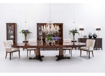 Luxus Wohn Ess Zimmer Set 8 tlg Garnitur Tisch Anrichte Stühle Vitrine
