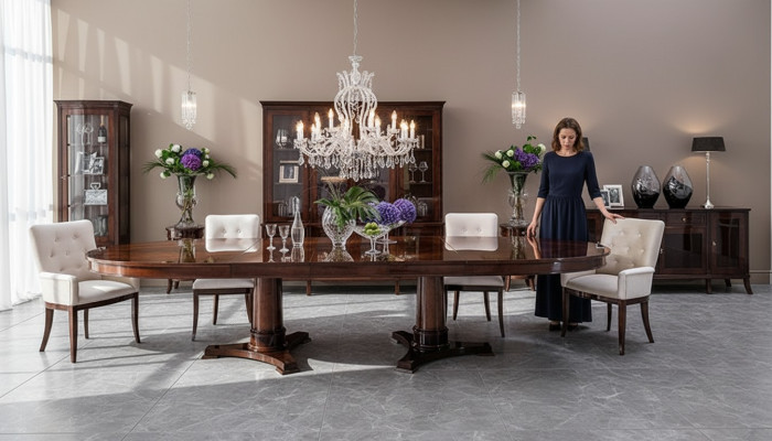 Klassischer Hochglanz Antik Stil Barock Tisch mit 4 Stühlen Stuhl Set Garnitur