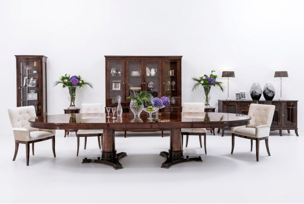 Klassischer Hochglanz Antik Stil Barock Tisch mit 4 Stühlen Stuhl Set Garnitur