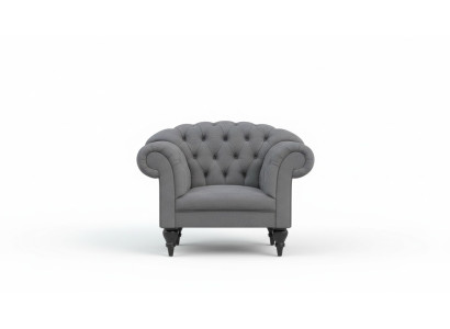 Stoff Chesterfield Couch Polster Sitz Sessel Textil Modern Sessel Blau 1 Sitzer