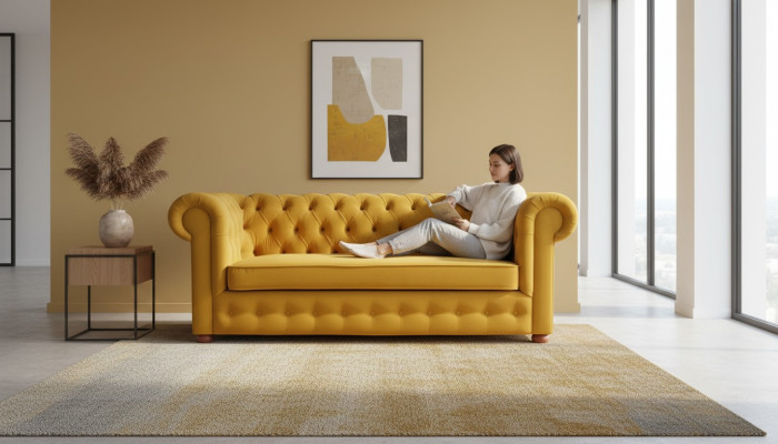 Chesterfield Dreisitzer Samt Couch Polster Schlaf Sofa Couch Bettfunktion Neu
