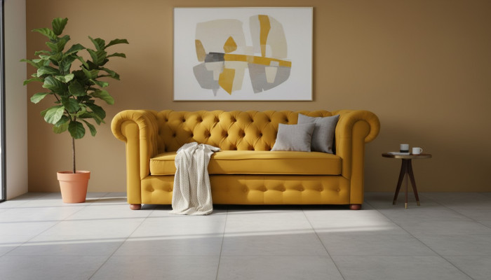 Chesterfield Dreisitzer Samt Couch Polster Schlaf Sofa Couch Bettfunktion Neu