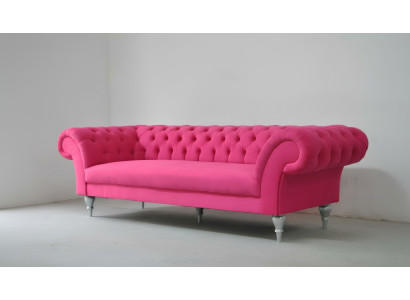 Stoff Design Couch Polster Sofas Textil Modern Sofa Chesterfield 3 Sitzer Rosa