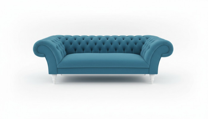 Textil 3 Sitzer Blau Stoff Design Couch Polster Sofas Modern Sofa Chesterfield
