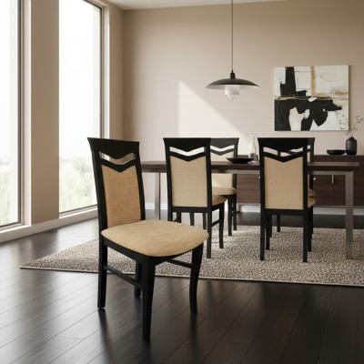 Set 2x Sessel Stuhl Design Holz Stoff Polster Stühle Gastro Esszimmer Textil