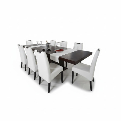 Komplett Set Esstisch + 8 Stühle Esszimmer Set Ess Gruppe Holz Tisch