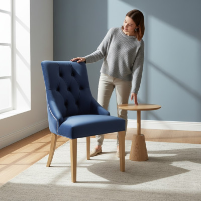 Set 2x Sessel Massivholz Esszimmerstuhl Stoff Polster Stühl Gastro Esszimmer