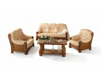 Sofagarnitur Ledersofa Männer Club Sofa Couch Polster Sitz 3+1+1 Komplett
