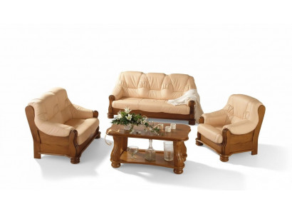 Klassik Sofagarnitur Holz 3+1 Komplettes Set Sitz Polster Couchgarnitur