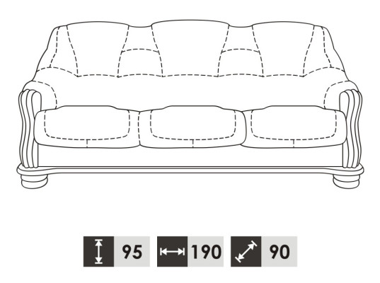 Dreisitzer Couch Klassische Couch Polster Sofa 3 Sitzer Leder Couchen