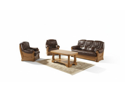 Ledersofa Männer Club Sofa Couch Polster Sitz Sofagarnitur 3+2+1 Komplett Set