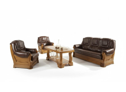Ledersofa Männer Club Sofa Couch Polster Sitz Sofagarnitur 3+1+1 Komplett Set
