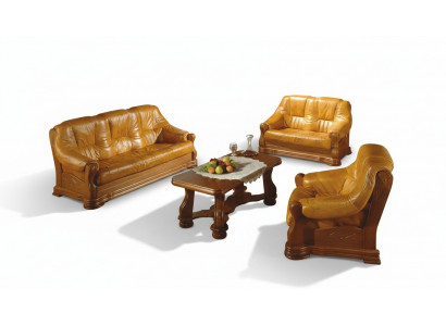 Klassische Wohnzimmer Möbel Sofagarnitur Ledersofa Sitzpolster Sofa
