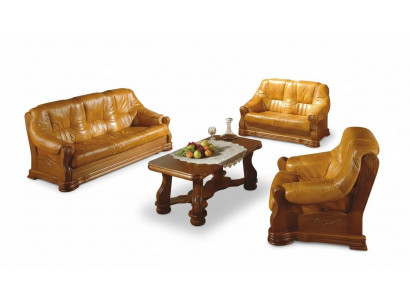Klassik Sofagarnitur Holz 3+2 Komplettes Set Sitz Polster Couchgarnitur