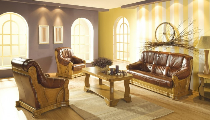 Antik Stil Ledersofa Couch Sofagarnitur 3+1+1 Sitzer Italienisches Leder Polster