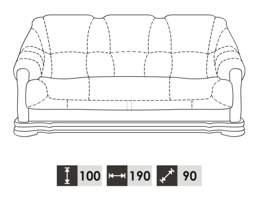 Sofa Dreisitzer Klassische Couch Polster 3 Sitzer 100% Leder Couchen