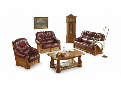 Klassische sofagarnitur Couch Polster Sofa 100% Echtes Leder Holz 3+1