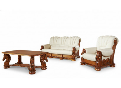Antik Stil Ledersofa Couch Sofagarnitur Polster 3+1 Sitzer Italienisches Leder